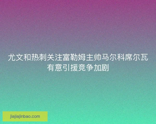 尤文和热刺关注富勒姆主帅马尔科席尔瓦有意引援竞争加剧